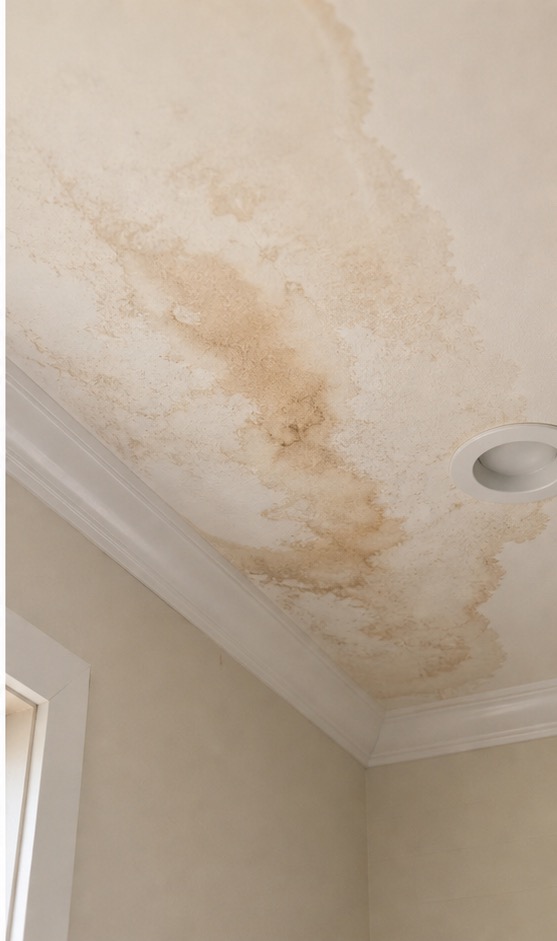 Interior ceiling stain from a roof leak