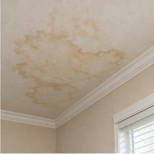 Interior ceiling stain from a roof leak